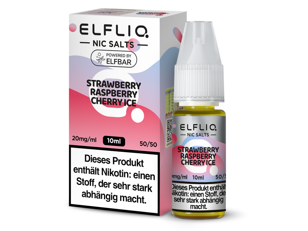 [IC-EQNSL10SR-20MG] ELFLIQ - Strawberry Raspberry Cherry Ice - Nikotinsalz Liquid - 20 mg/ml