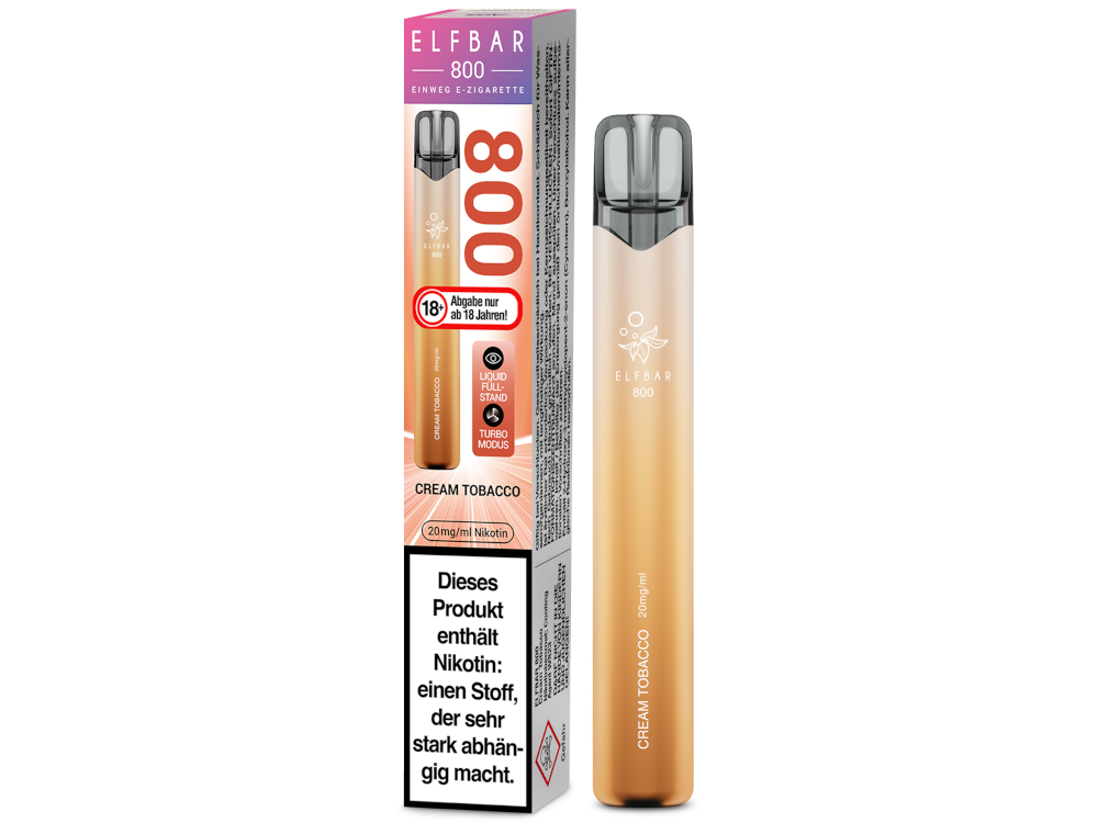 [IC-EBEWE820-CT] Elfbar 800 Einweg E-Zigarette - Cream Tobacco - 20 mg/ml