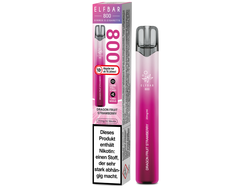 [IC-EBEWE820-DS] Elfbar 800 Einweg E-Zigarette - Dragon Fruit Strawberry - 20 mg/ml