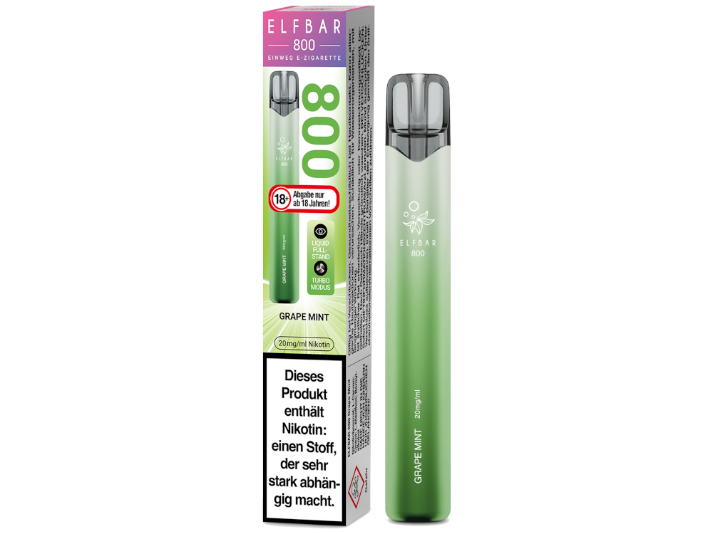 [IC-EBEWE820-GM] Elfbar 800 Einweg E-Zigarette - Grape Mint - 20 mg/ml