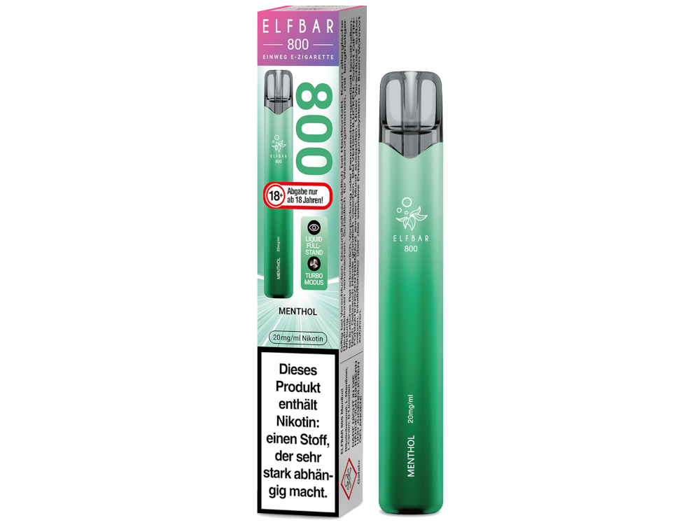 [IC-EBEWE820-MT] Elfbar 800 Einweg E-Zigarette - Menthol - 20 mg/ml