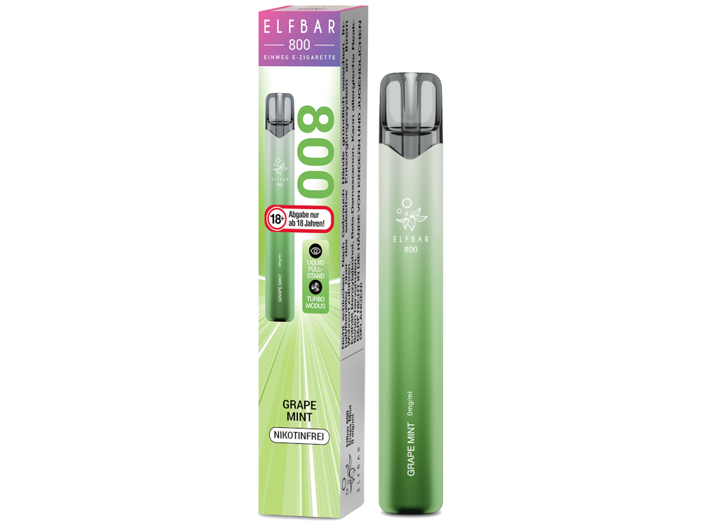 [IC-EBEWE80-GM] Elfbar 800 Einweg E-Zigarette - Grape Mint - 0 mg/ml