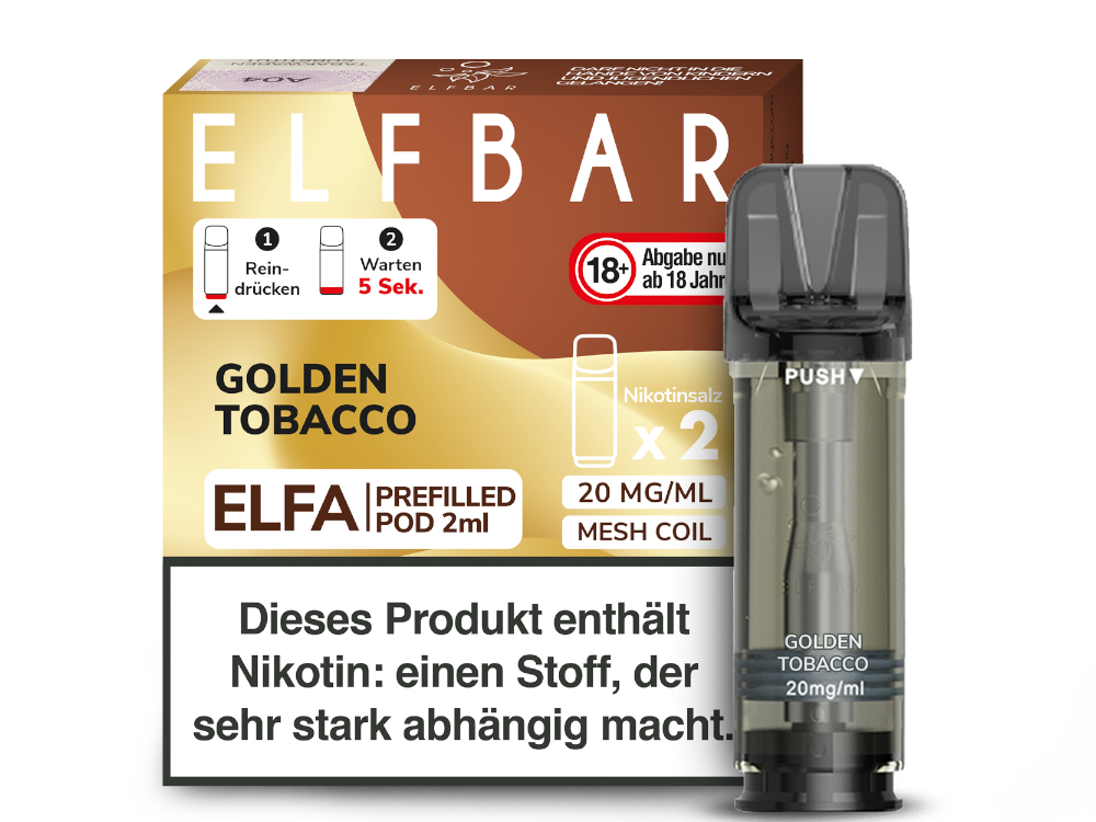 [IC-EBEWEP-51] Elfbar Elfa Pod - Golden Tobacco - 20 mg/ml (2 Stück)