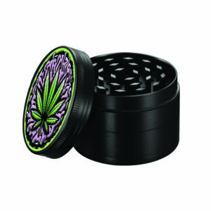 TOBALIQ Metall Herbal Grinder “Black Leaf”, 4-teilig, 4cm, 12er Display