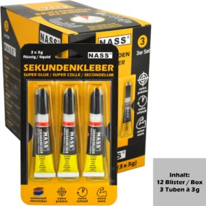 [LL-GL51338-2] Sekundenkleber “NASS”, 3er Set (3x3g), 12er Display