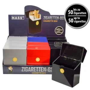 [LL-52740-03] 50er Zigaretten-Box “Push”, 4farbig,12er Display