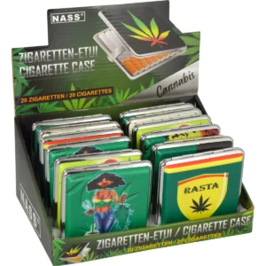 [LL-52737-02] Zigarettenetui Hanf-Motive, 12er Display