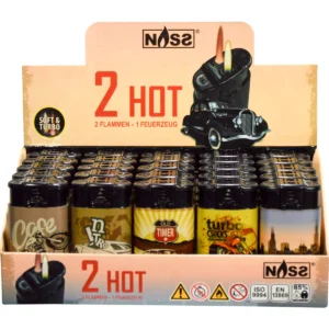 [LL-10869-02] Feuerzeug 2in1 “2 Hot Oldtimer” 25er Display
