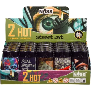 [LL-10869-04] Feuerzeug 2in1 “2 Hot Street Art” 25er Display
