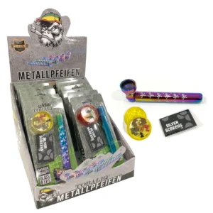 [LL-52715-03] TOBALIQ Metallpfeife inkl. Plastik-Grinder Gorilla 82, 12er Display