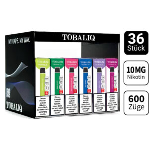 [LL-9011] TOBALIQ E-Shisha TQ Smile 10 mg – 36 Stück im Acryl-Display