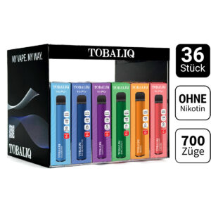 [LL-9009] TOBALIQ E-Shisha TQ-Fly 0 mg – 36 Stück im Acryl-Display