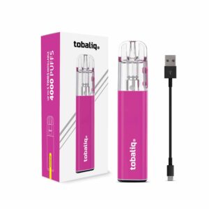 [LL-E41597-4] TOBALIQ Vape V1, 4000 Puffs – Pink, inkl. USB-Ladekabel