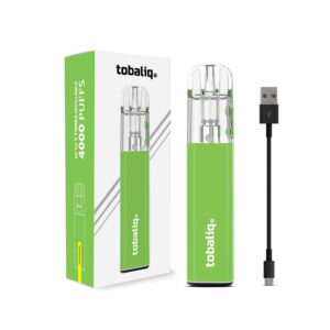 [LL-E41593] TOBALIQ Vape V1, 4000 Puffs – Green, inkl. USB-Ladekabel
