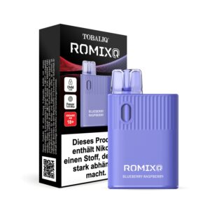 [LL-E41503] TOBALIQ RomixQ – 20mg Nikotin, 600 Puffs – Blüberry Raspberry